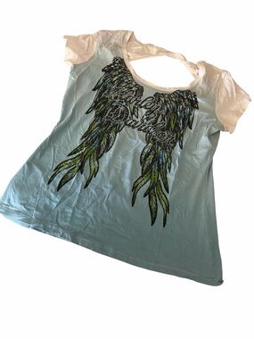 Harley Davidson Feather Angel Wings Short Sleeve Top Size XL
